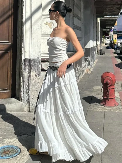 White Maxi Strapless Dress Set