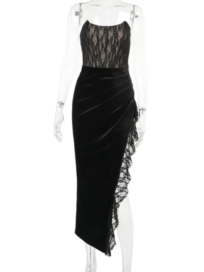 Lace Patchwork Strapless Dresses - Image 5