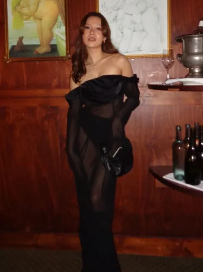 See-though Mesh Strapless Dresses - Image 5