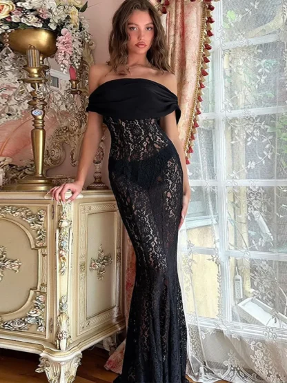 Off-shoulder Lace Strapless Dresses - Image 3