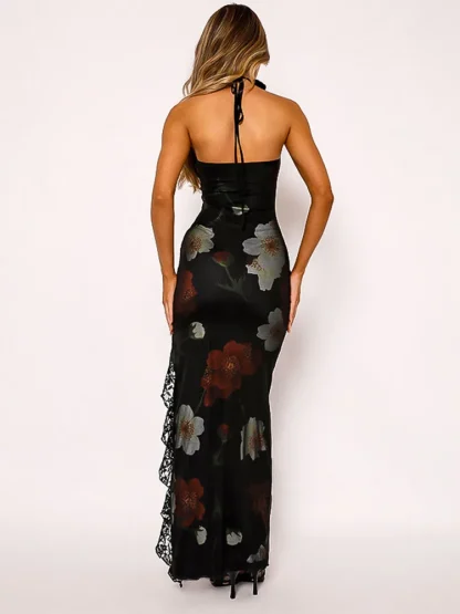 Floral Print Maxi Strapless Dresses - Image 5