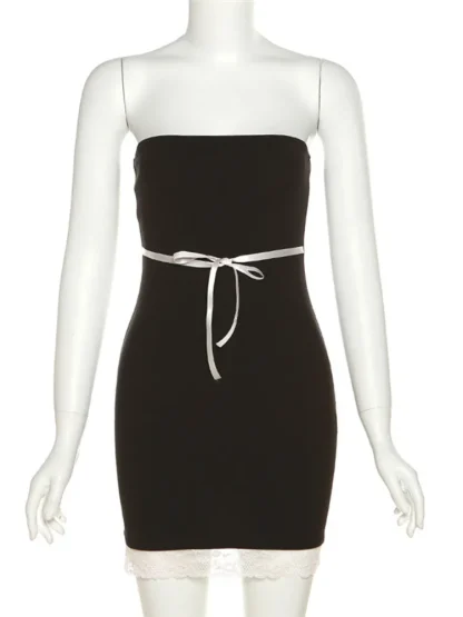 Lace Hem Strapless Mini Dresses - Image 6