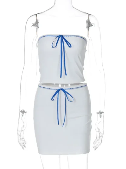 Lace-up Strapless Dress Set - Image 5