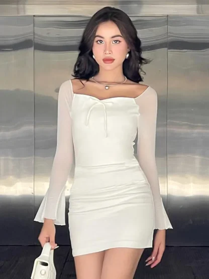 Mesh Sleeve Strapless Dresses