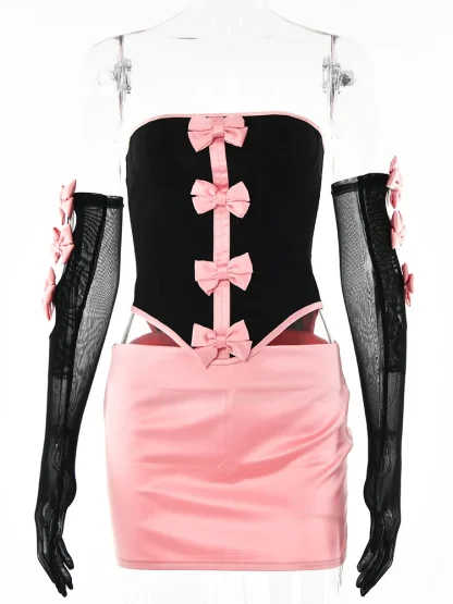 Bow Decoration Strapless Dress Set - Image 6