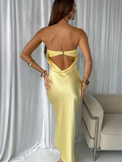 Sleek Backless Maxi Strapless Dresses - Image 3