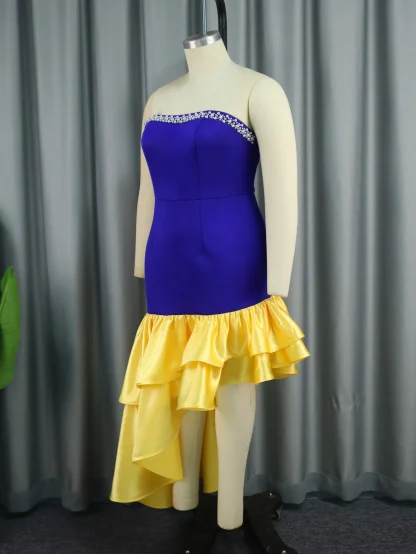 Midi Irregular Hem Strapless Dress - Image 3