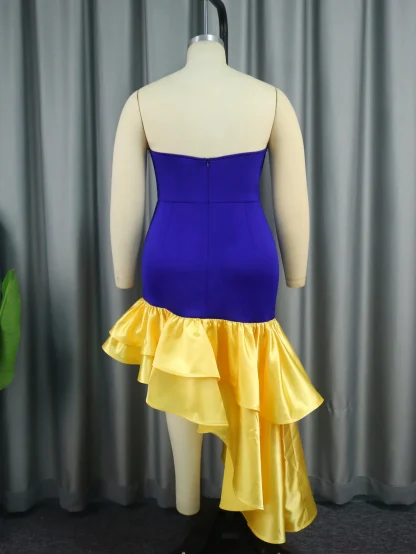 Midi Irregular Hem Strapless Dress - Image 4