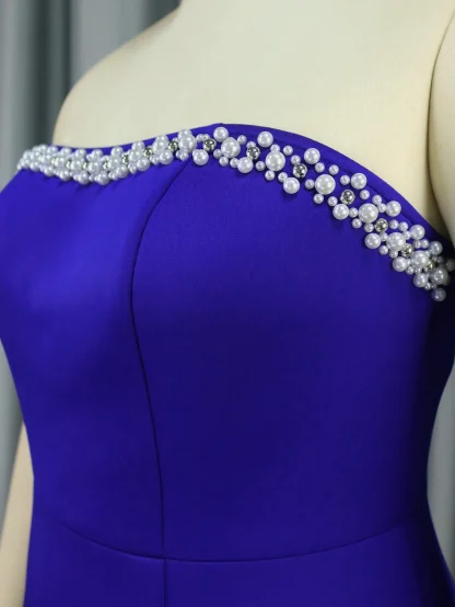 Midi Irregular Hem Strapless Dress - Image 5
