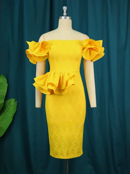 Plus Size Yellow Strapless Dress - Image 2