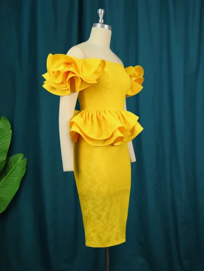 Plus Size Yellow Strapless Dress - Image 3