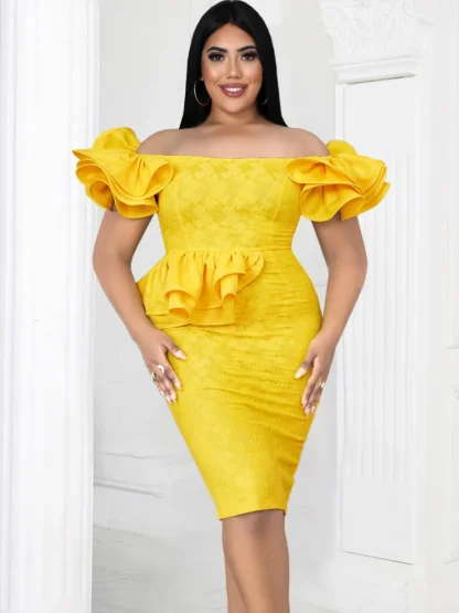 Plus Size Yellow Strapless Dress