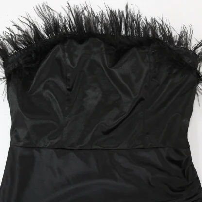 Feather-like Split Strapless Dresses - Image 4