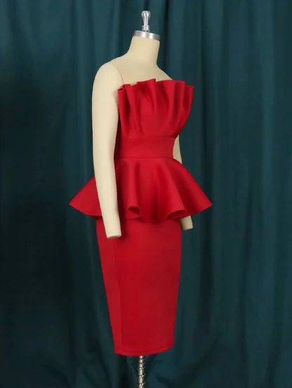 Peplum Ruffled Strapless Dresses - Image 3