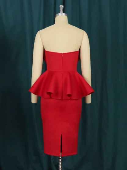 Peplum Ruffled Strapless Dresses - Image 4