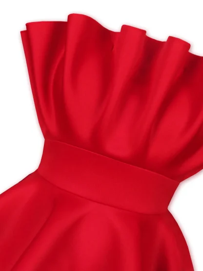 Peplum Ruffled Strapless Dresses - Image 5