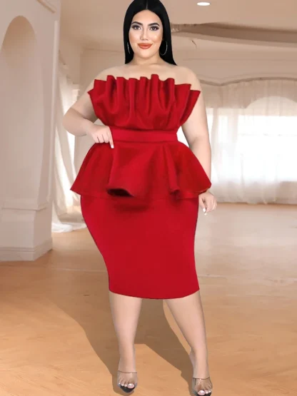 Peplum Ruffled Strapless Dresses