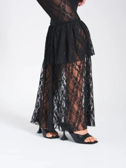 See-through Ruffled Strapless Dresses - Image 4