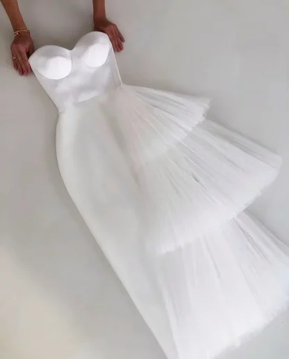 White Romantic Strapless Dress - Image 4