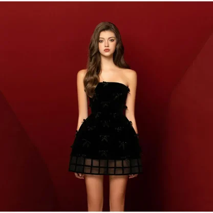 Vintage-style Bowknot Strapless Dress