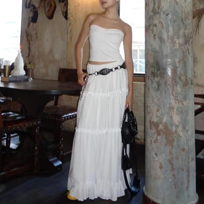 White Maxi Strapless Dress Set - Image 5