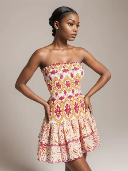 Tiered Ruffles Strapless Dresses