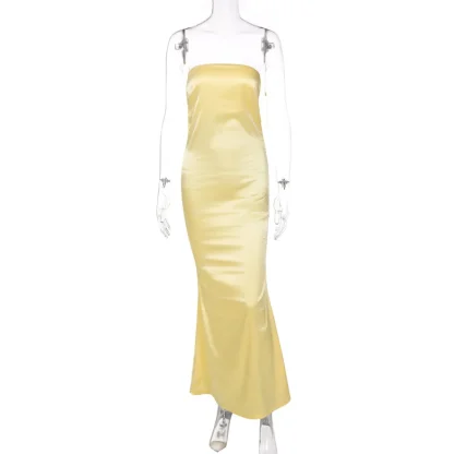 Sleek Backless Maxi Strapless Dresses - Image 5