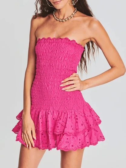 Slimming Smocked Strapless Dress