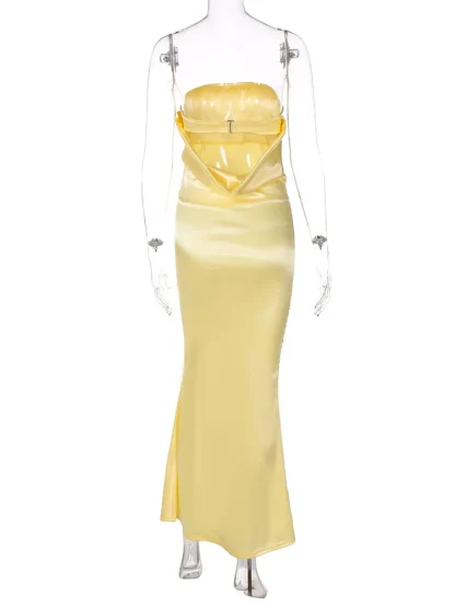 Sleek Backless Maxi Strapless Dresses - Image 6