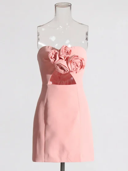 3D Flower Cutout Strapless Dresses - Image 7