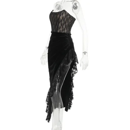 Lace Patchwork Strapless Dresses - Image 6