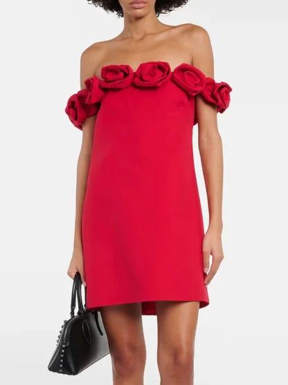 Off-shoulder Roses Strapless Dress
