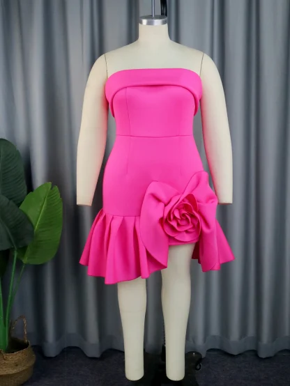 Ruffles Knee-Length Strapless Dress - Image 2