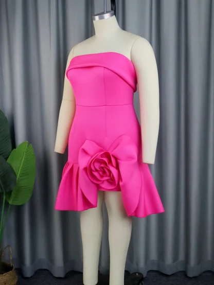 Ruffles Knee-Length Strapless Dress - Image 3