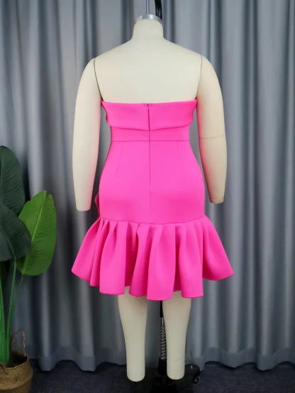 Ruffles Knee-Length Strapless Dress - Image 4