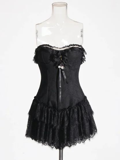 Diamond-like Lace Strapless Dresses - Image 6