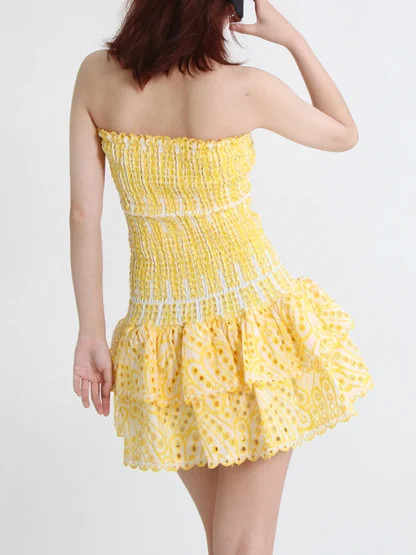 Embroidered Tiered Strapless Dresses - Image 3