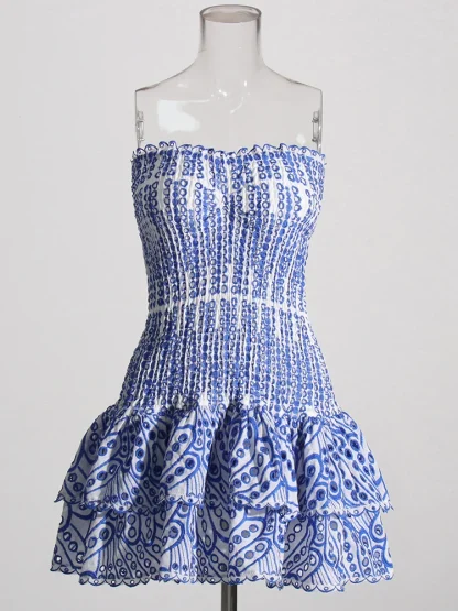 Embroidered Tiered Strapless Dresses - Image 6