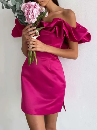 Spliced Ruffles Strapless Dresses - Image 3