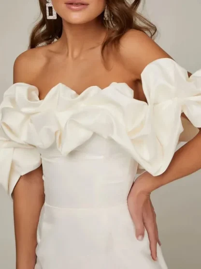 Spliced Ruffles Strapless Dresses - Image 2