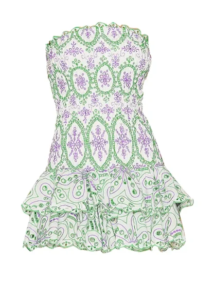Embroidery Print Strapless Dresses - Image 7