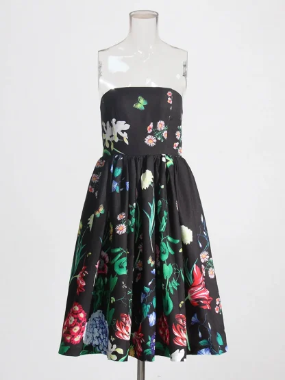 Elegant Floral Strapless Dress - Image 4