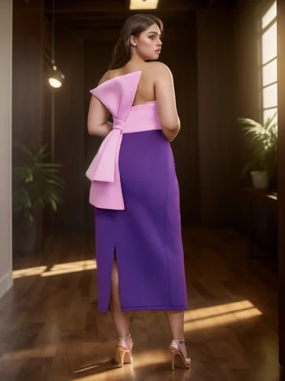 Elegant Bodycon Bow Strapless Dress - Image 2