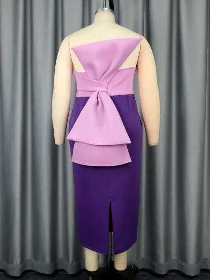 Elegant Bodycon Bow Strapless Dress - Image 5