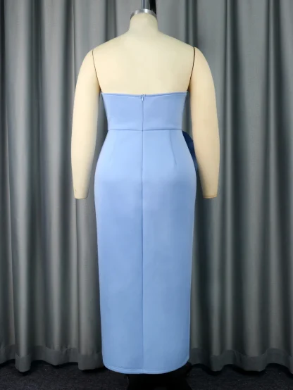 Exaggerated 3D Flower Strapless Dress - Image 3