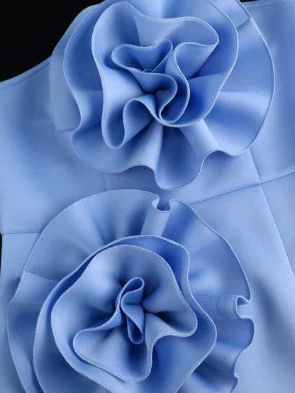 Exaggerated 3D Flower Strapless Dress - Image 5